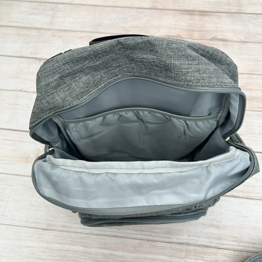 Large Diaper Bag Backpack 3 in 1 Expandable Baby Changing Station Travel Gray